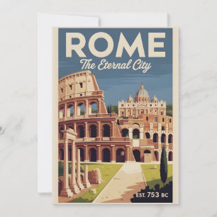 Rome Italië Retro Silhouette Stadsgezicht Reizen Feestdagenkaart