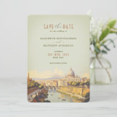 Rome Italië Romantisch Retro Save-the-Date Kaart (Staand voorkant)