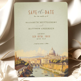 Rome Italië Romantisch Retro Save-the-Date Kaart