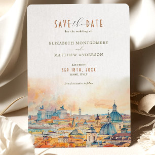 Rome Italië Romantische Waterverven Save-the-Date Kaart