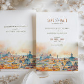 Rome Italië Romantische Waterverven Save-the-Date Kaart
