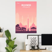 Rome Italië Roze Vintage Revel Poster (Thuiskantoor)