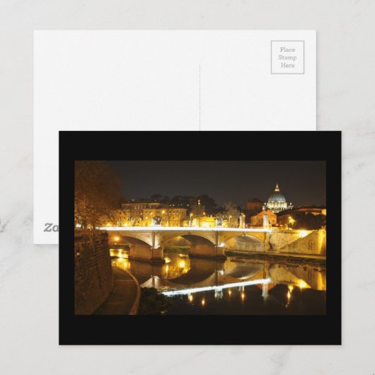 Rome, Italië 's nachts Briefkaart (Voorkant / Achterkant)