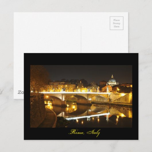 Rome, Italië 's nachts Briefkaart (Voorkant / Achterkant)