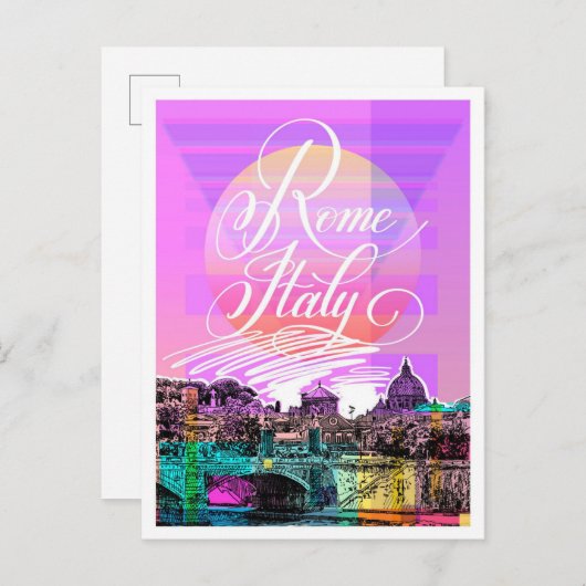Rome Italië Schets Kunst Reizen Illustratie Briefkaart (Voorkant / Achterkant)