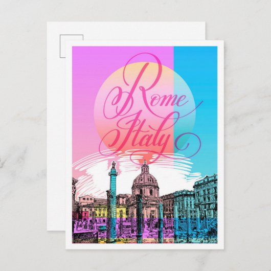 Rome Italië Schets Kunst Reizen Illustratie Briefkaart (Voorkant / Achterkant)