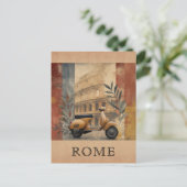  Rome Italië Scooter Colosseum Reizen Briefkaart (Staand voorkant)