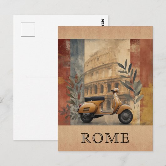 Rome Italië Scooter Colosseum Reizen Briefkaart (Voorkant / Achterkant)