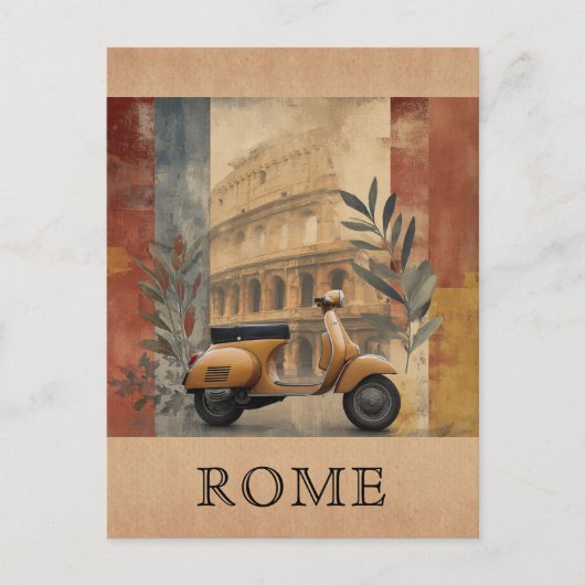 Rome Italië Scooter Colosseum Reizen Briefkaart (Voorkant)