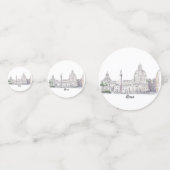 Rome Italië Skyline in Violet Pen and Ink Drawing Confetti (Achterkanten)