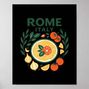Rome Italië Souvenir Italiaanse Pasta En Reisontwe Poster