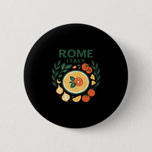 Rome Italië Souvenir Italiaanse Pasta En Reisontwe Ronde Button 5,7 Cm