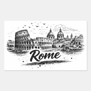 Rome Italië stadsgezicht potloodkunst Rechthoekige Sticker