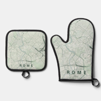 Rome Italië Stadsplattegrond Minimaal Design Ovenwant & Pannenlap Set