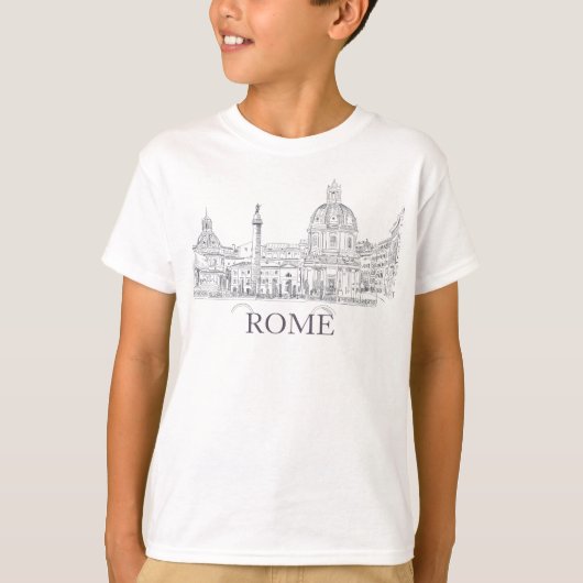 Rome Italië Tekening antieke architectuur inkt T-shirt (Voorkant)