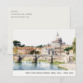 Rome Italië Tiber rivier Aquarel Italiaans Reis Briefkaart (Voorkant / Achterkant)