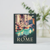 Rome Italië Trevi Fontein Illustratie Reizen Kunst Briefkaart (Staand voorkant)