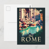 Rome Italië Trevi Fontein Illustratie Reizen Kunst Briefkaart (Voorkant / Achterkant)