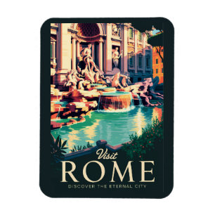 Rome Italië Trevi Fontein Illustratie Reizen Kunst Magneet