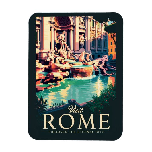 Rome Italië Trevi Fontein Illustratie Reizen Kunst Magneet (Verticaal)