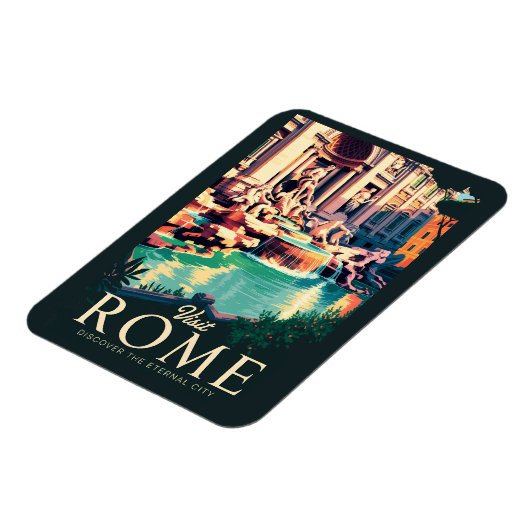 Rome Italië Trevi Fontein Illustratie Reizen Kunst Magneet (Linkerzijde)