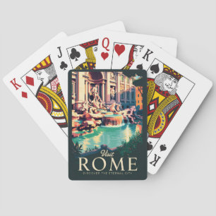 Rome Italië Trevi Fontein Illustratie Reizen Kunst Pokerkaarten