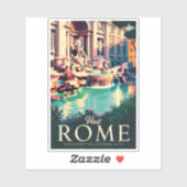 Rome Italië Trevi Fontein Illustratie Reizen Kunst Sticker (Vel)