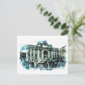ROME Italië Trevi Fontein Waterverf Schilderen Rom Briefkaart (Staand voorkant)