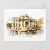 ROME Italië Trevi Fontein Waterverf Schilderen Rom Briefkaart (Voorkant)