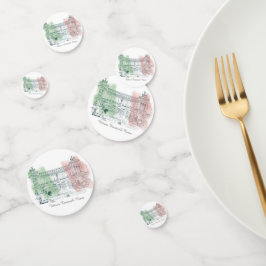 Rome Italië Victor Emmanuel Pen en Ink Sketch Flag Confetti