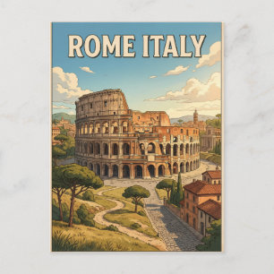 Rome Italië Vintage Anime Reis Poster Briefkaart