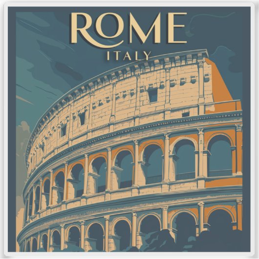 Rome Italië Vintage Colosseum Sticker (Voorkant)