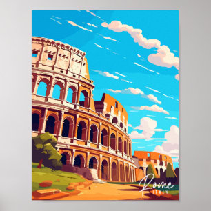 Rome Italië vintage reisillustratie Poster