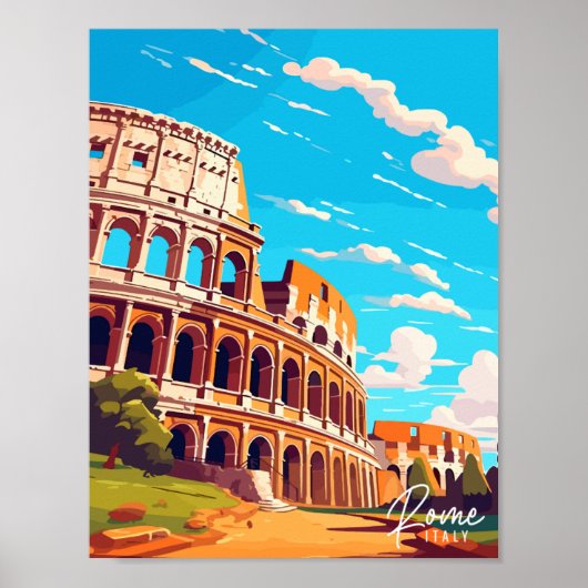 Rome Italië vintage reisillustratie Poster (Voorkant)
