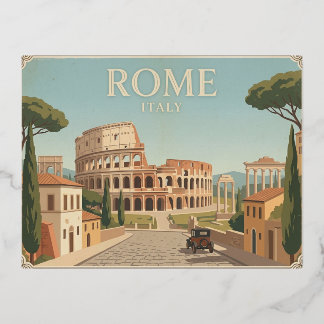 Rome Italië Vintage Reisposter Folie Feestdagen Briefkaart