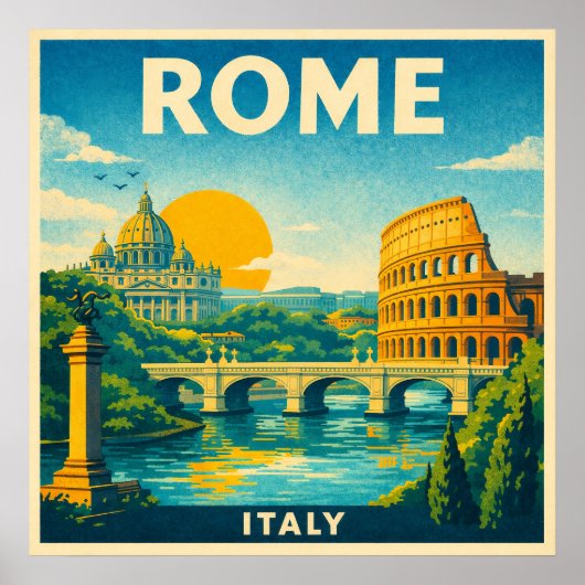 Rome Italië Vintage Reisposter Poster (Voorkant)