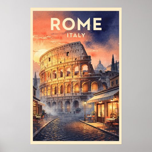 Rome Italië Vintage Reizen Poster (Voorkant)