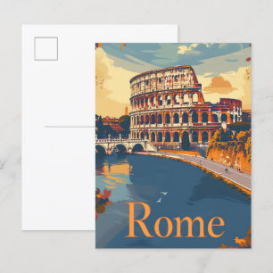 Rome Italië Vintage Retro Reizen Illustratie Briefkaart
