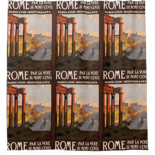 Rome Italië Vintage Travel Poster douchegordijn (Voorkant)