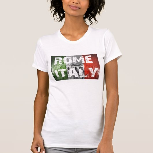 Rome Italië Vlag over Coliseum T-shirt (Voorkant)