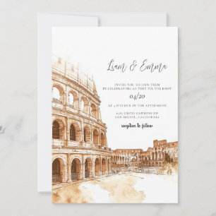 Rome Italië Waterverf bruiloft Kaart