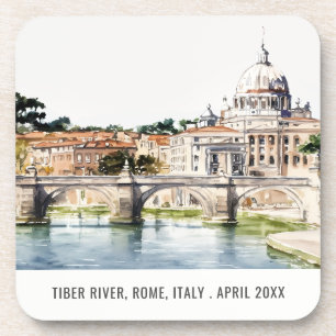 Rome Italië Waterverf Italiaanse reis Tiber Bier Onderzetter