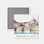 Rome Italië Waterverf Italiaanse reis Tiber Magneet (Voorkant / Achterkant)