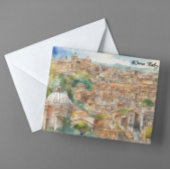 Rome Italië Waterverf schilderij Panorama Uitzicht Briefkaart