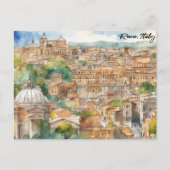 Rome Italië Waterverf schilderij Panorama Uitzicht Briefkaart (Voorkant)