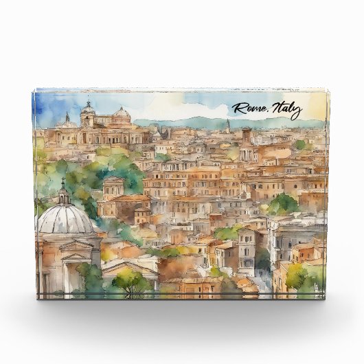 Rome Italië Waterverf schilderij Panorama Uitzicht Fotoblokken (Voorkant)