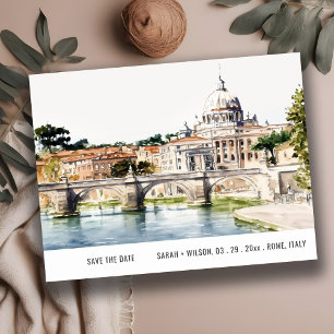 Rome Italië Waterverf Tiber Save the Date Briefkaart