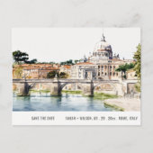 Rome Italië Waterverf Tiber Save the Date Briefkaart (Voorkant)