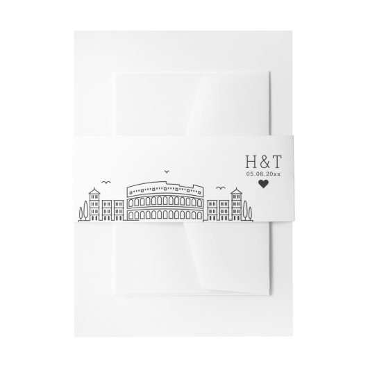 Rome Italië Wedding | Stylized Skyline Monogram Uitnodigingen Wikkel (Voorkant Voorbeeld)