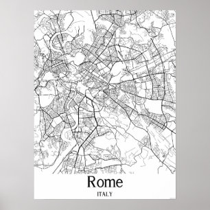 Rome Italië Zwarte en Witte Europa Stadskaart Poster